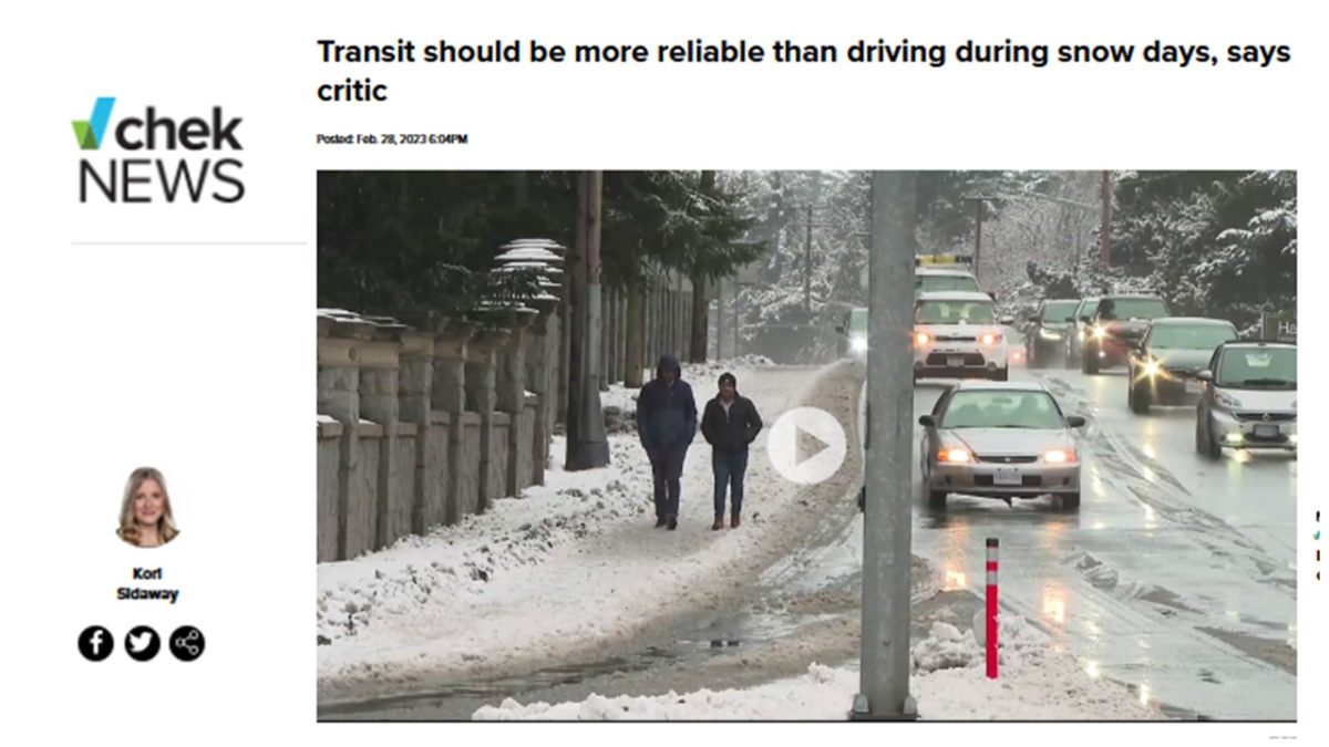 Transit should be more reliable than driving during snow days, says critic